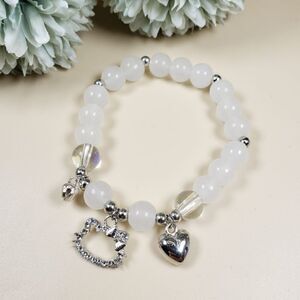Brand New Hello White White Stones With Silver Rhinestone Bracelet